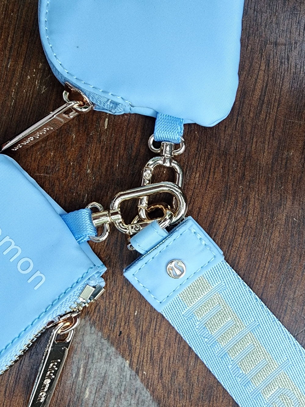 Lululemon Dual Pouch Wristlet Powder Blue Utility Wordmark Keychain Wallet - Picture 3 of 12